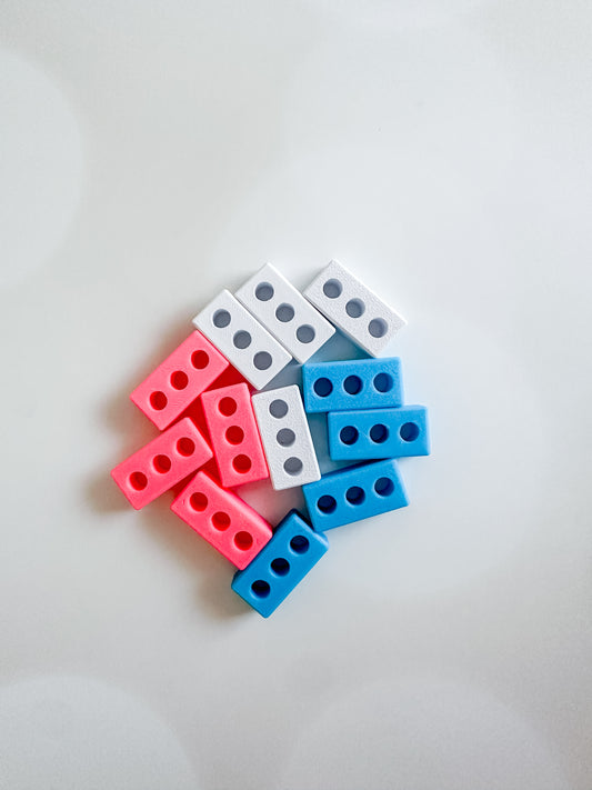 Construction Eco Mini Play Bricks | Set of 12 (Pink, Blue, White)
