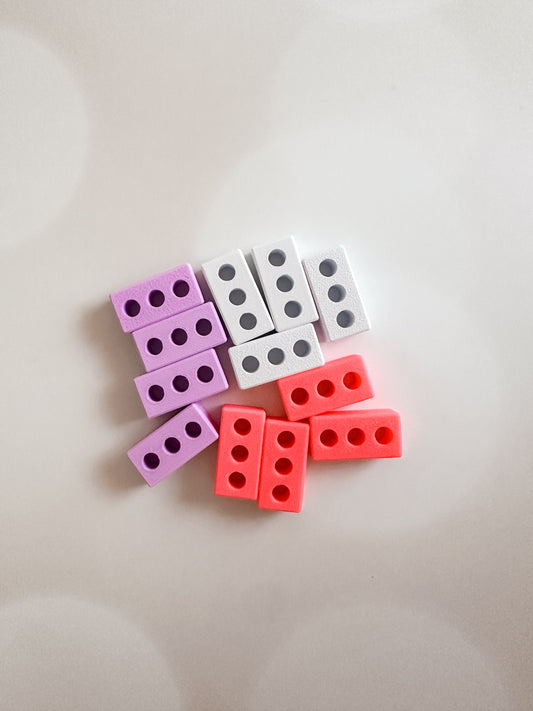 Construction Eco Mini Play Bricks | Set of 12 (Purple, Pink, White)