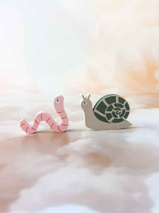 Worm and Snail - Sensory Play & Playdough Add In (3 worms, 2 snails)