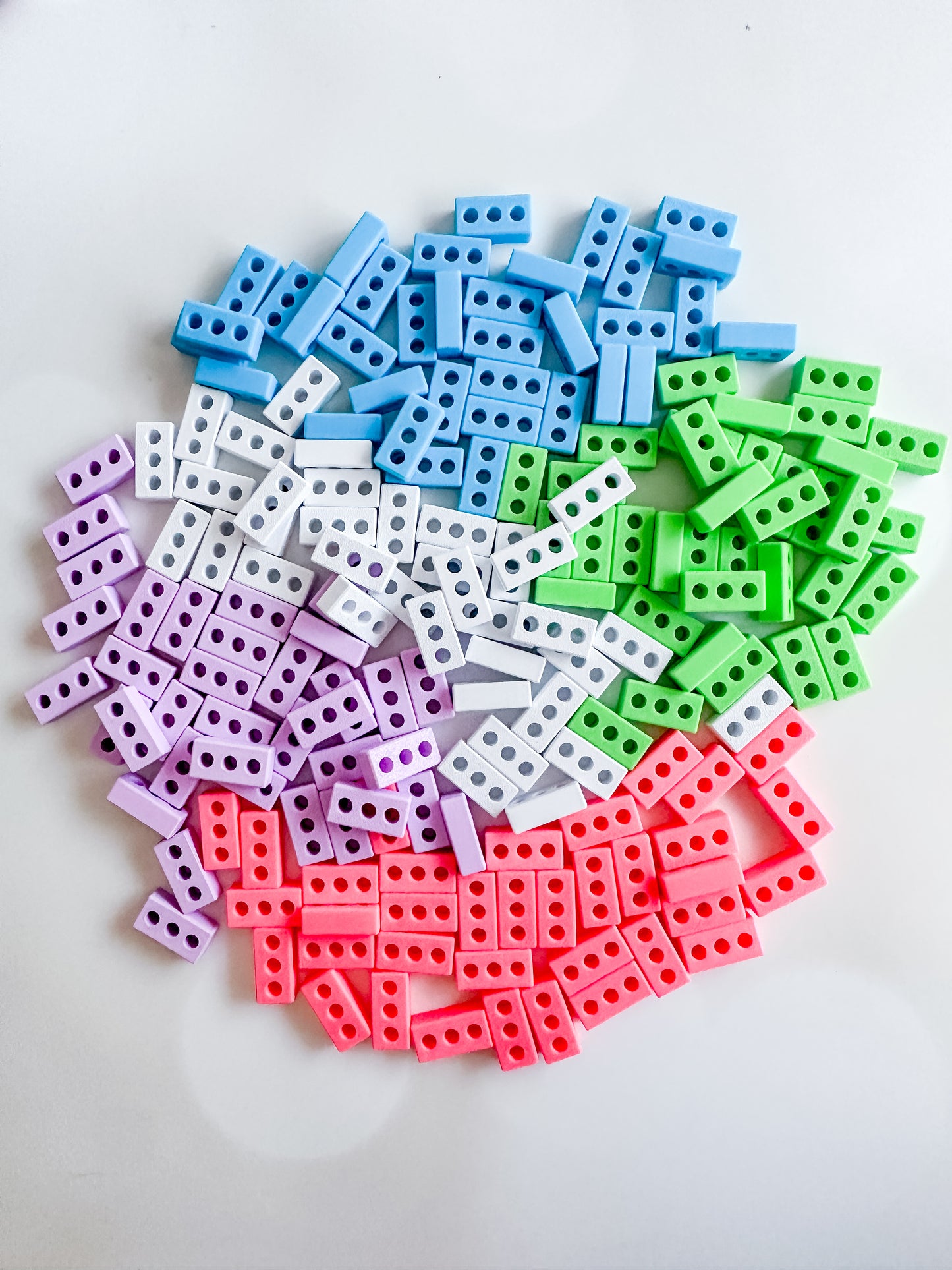 Construction Eco Mini Play Bricks | Set of 12 (Pink, Blue, White)