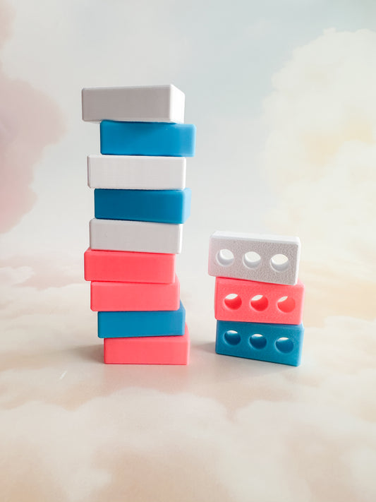 Construction Eco Mini Play Bricks | Set of 12 (Pink, Blue, White)