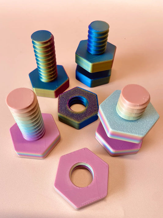 Eco Nut & Bolt Fidget - Metallic Rainbow