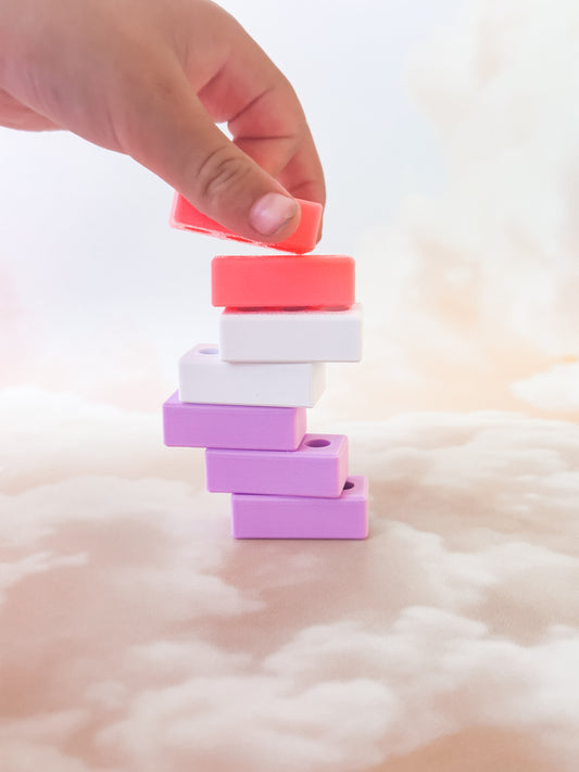 Construction Eco Mini Play Bricks | Set of 12 (Purple, Pink, White)