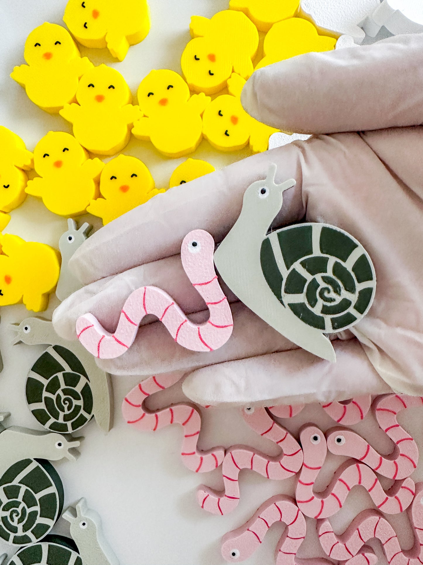 Worm and Snail - Sensory Play & Playdough Add In (3 worms, 2 snails)