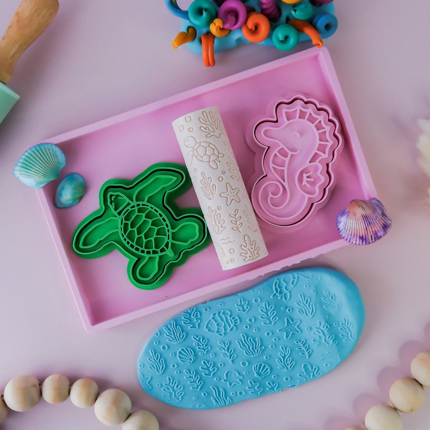 Eco Textured Roller | Ocean Life: Beige